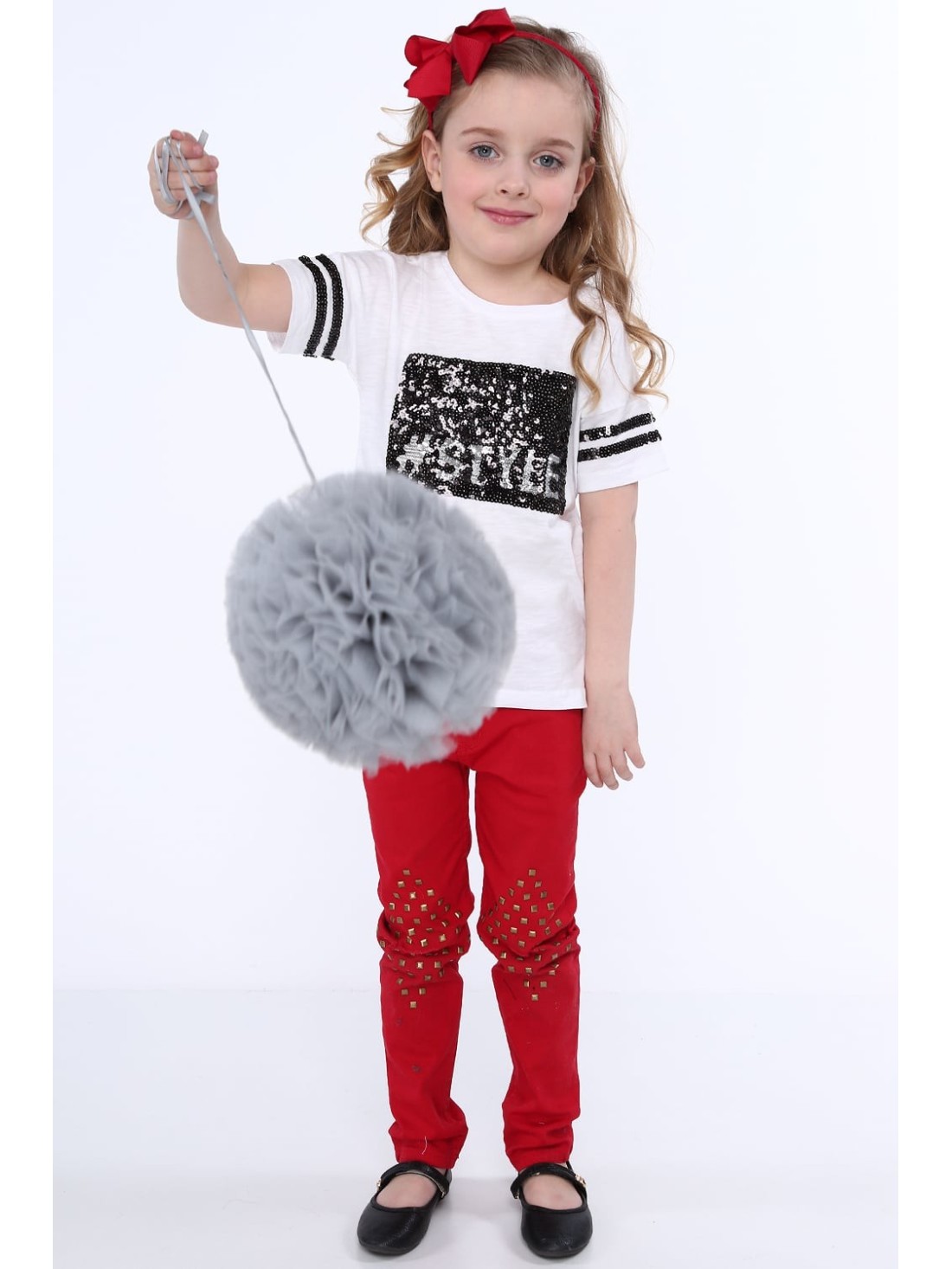 Tricou cu aplicatie de paiete, alb NDZ8613 - Magazin online - Boutique